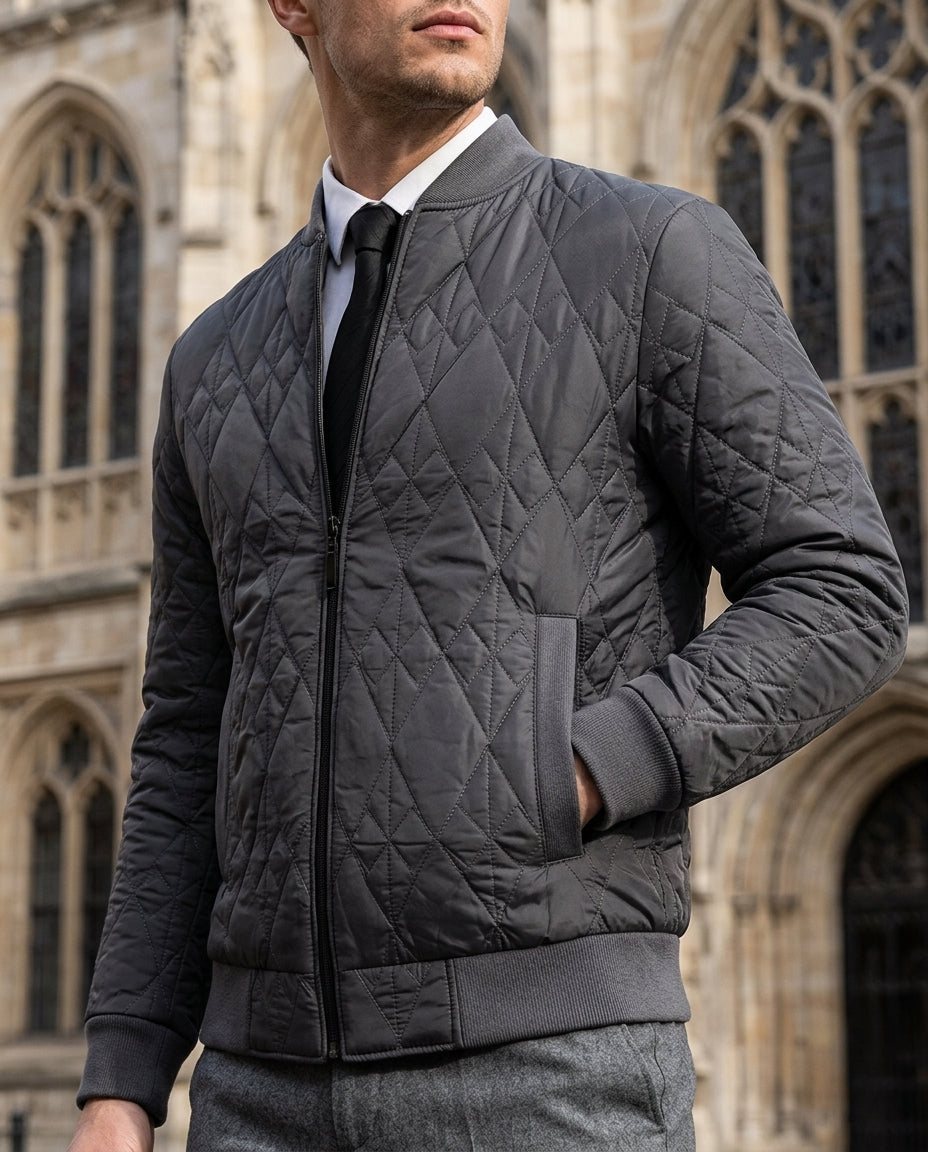 Winthrop Men's Diamond Quilted Bomber Jacket