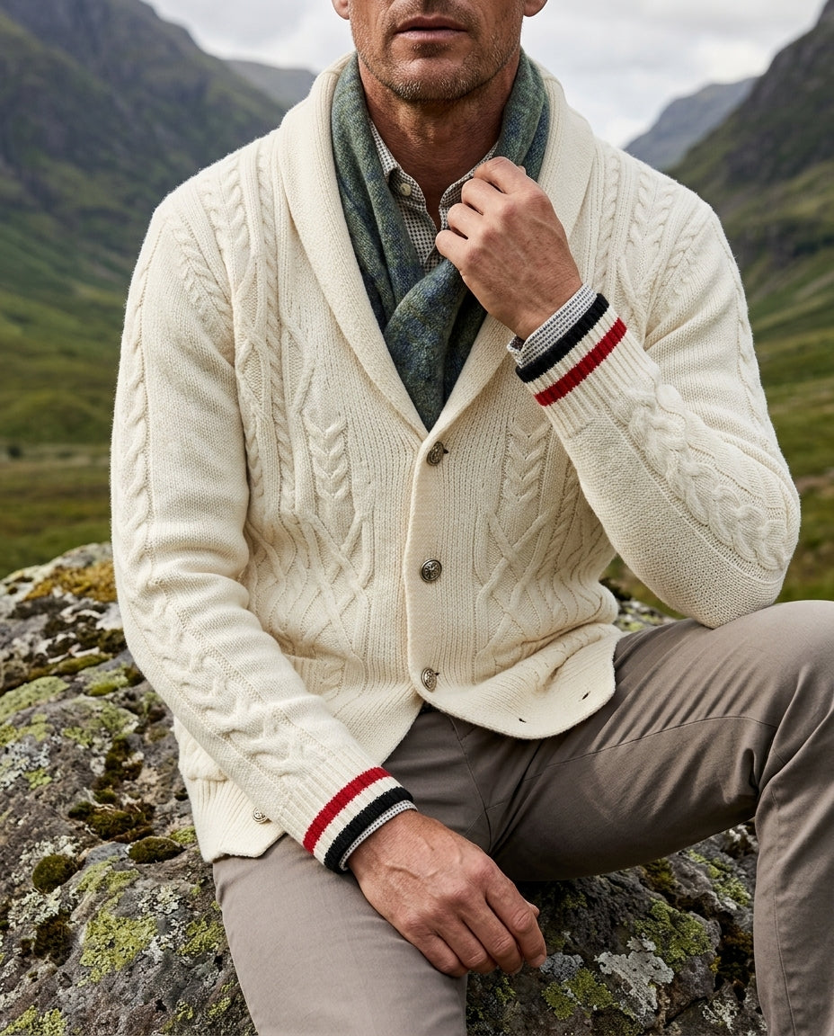 Ridgewell Men's Cable Knit Shawl Cardigan