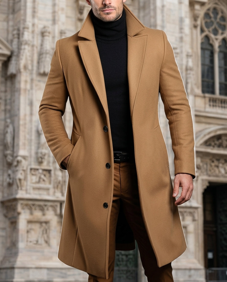 Winterbourne Men's Wool Long Overcoat