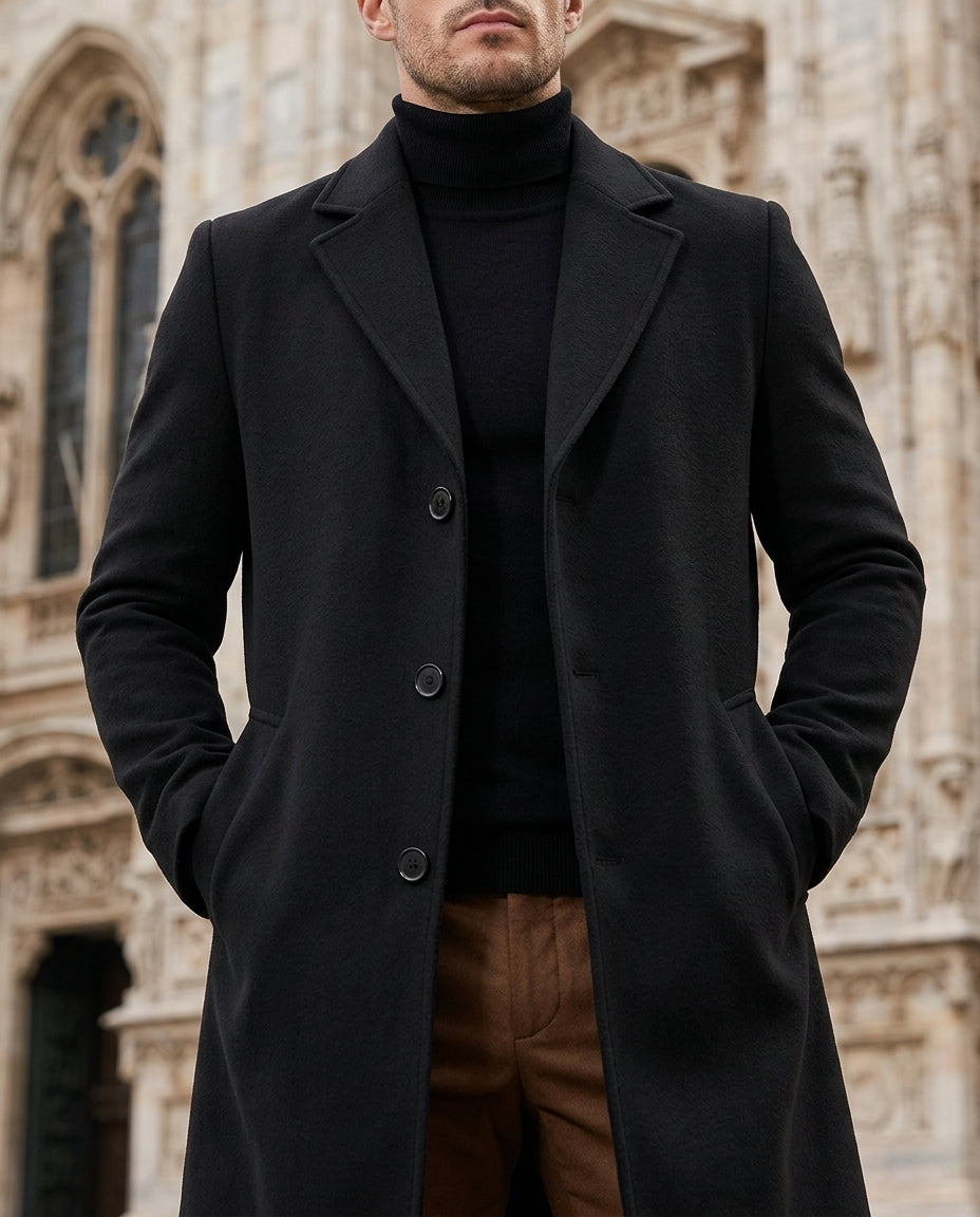 Winterbourne Men's Wool Long Overcoat