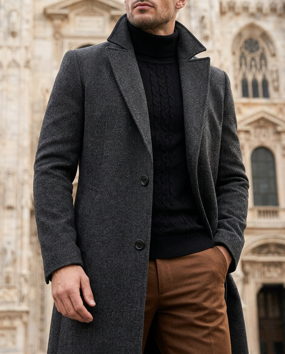 Winterbourne Men's Wool Long Overcoat
