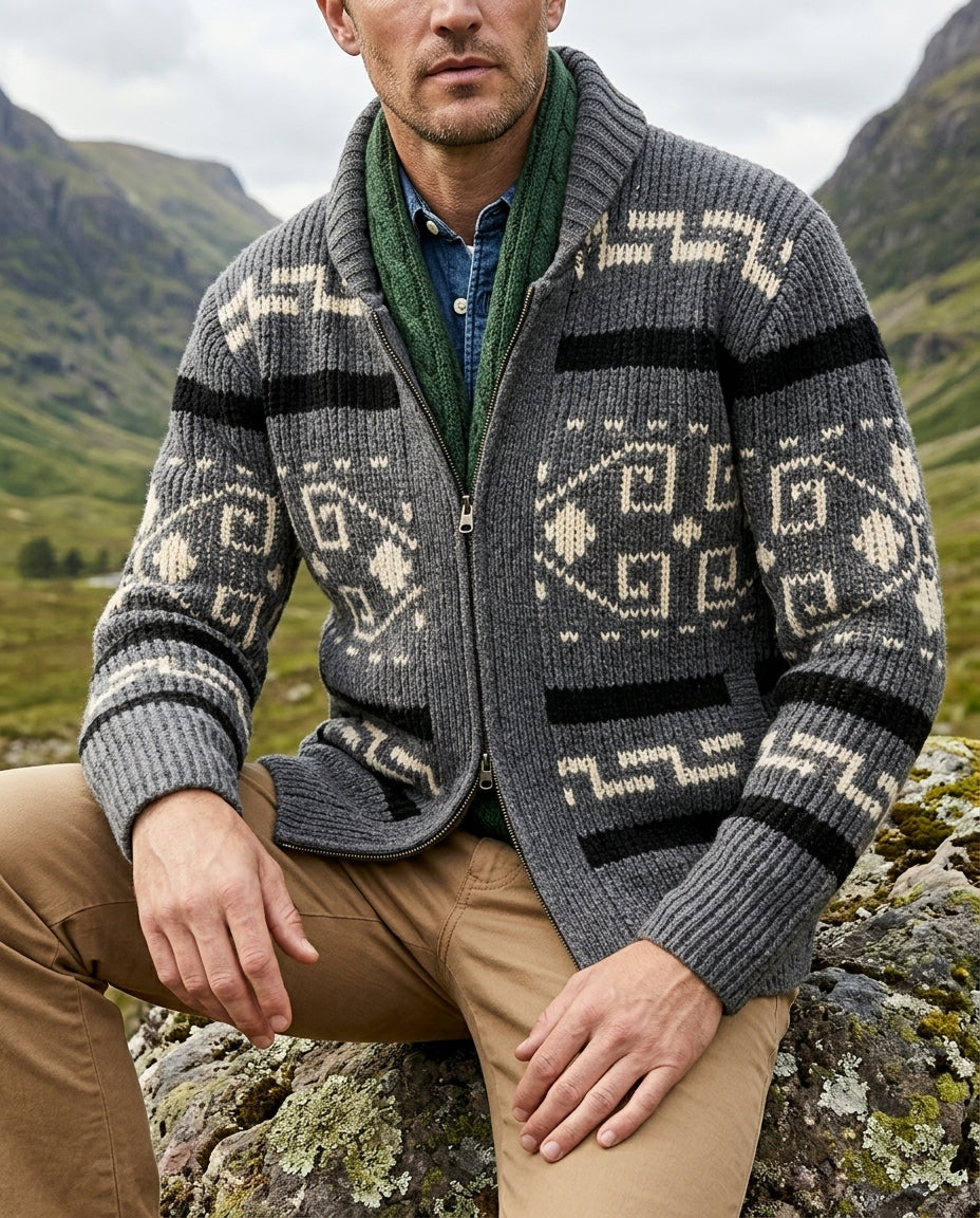 Rothbury Men's Western Jacquard Cardigan