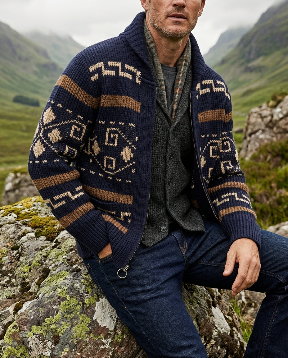 Rothbury Men's Western Jacquard Cardigan