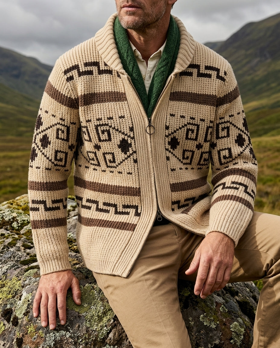 Rothbury Men's Western Jacquard Cardigan