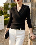Vivienne Women's Wrap Collar Asymmetric Sweater