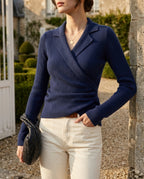 Vivienne Women's Wrap Collar Asymmetric Sweater