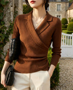 Vivienne Women's Wrap Collar Asymmetric Sweater