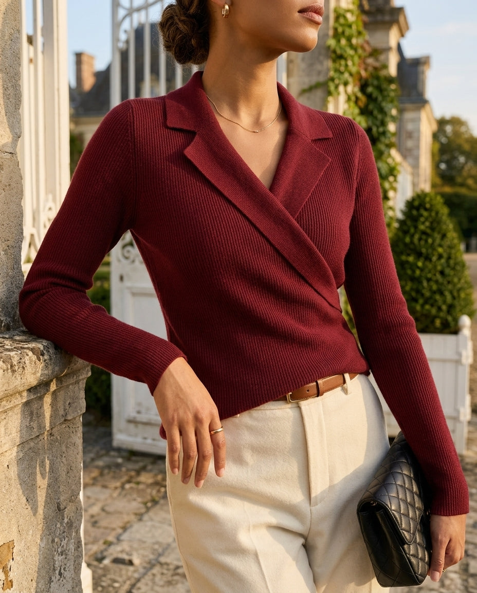 Vivienne Women's Wrap Collar Asymmetric Sweater