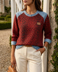 Delphine Women's Leopard Print Patchwork Sweatshirt
