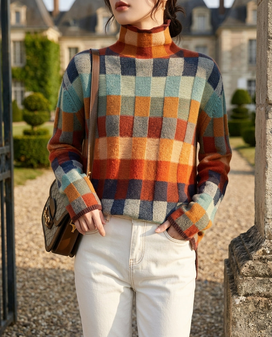 Kensington Women's Plaid Turtleneck Sweater