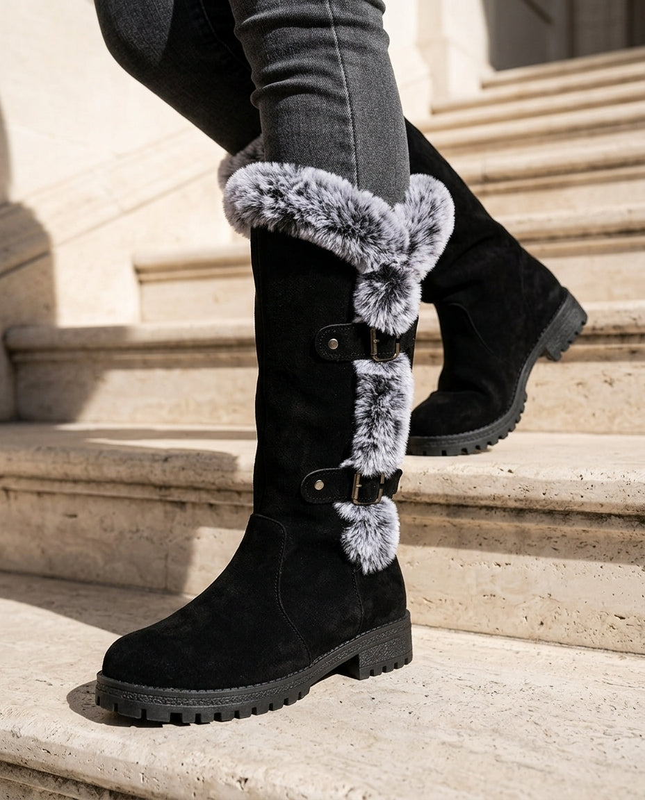 Everly Women's Fur Trim Buckle Boots