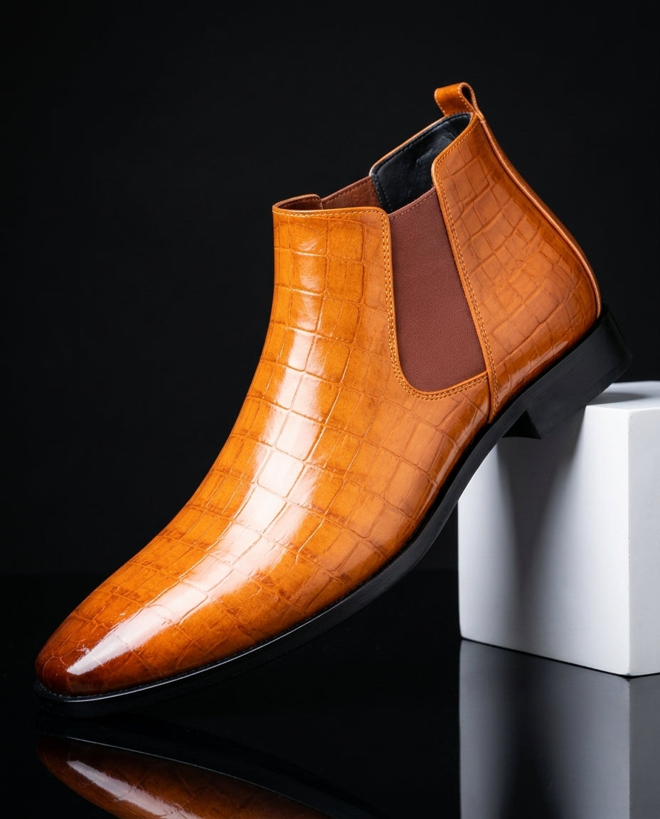 Sterling Men's Croc Embossed Chelsea Boots