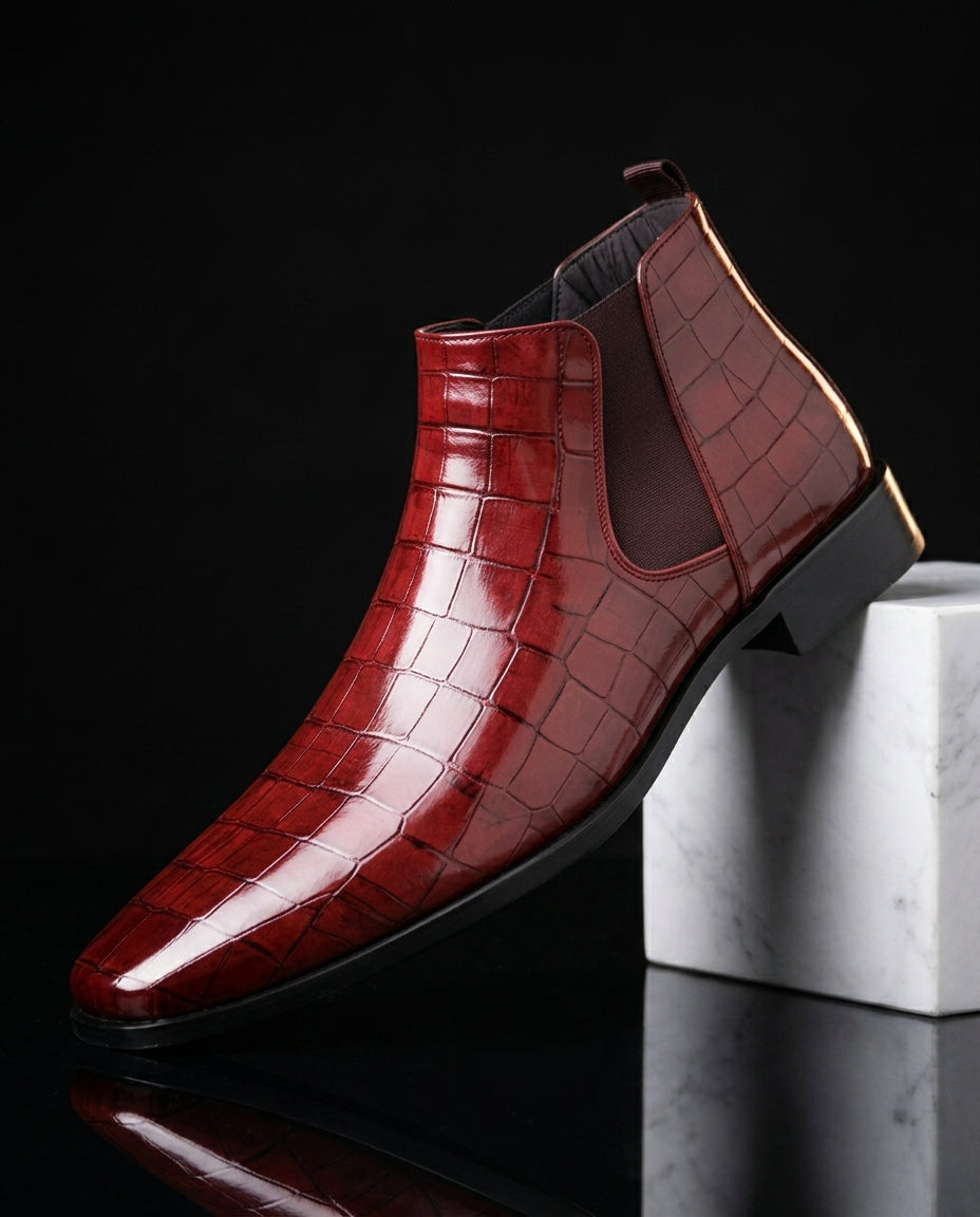 Sterling Men's Croc Embossed Chelsea Boots