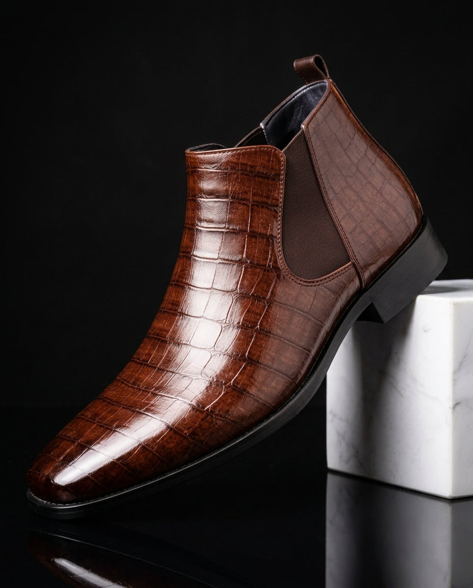Sterling Men's Croc Embossed Chelsea Boots