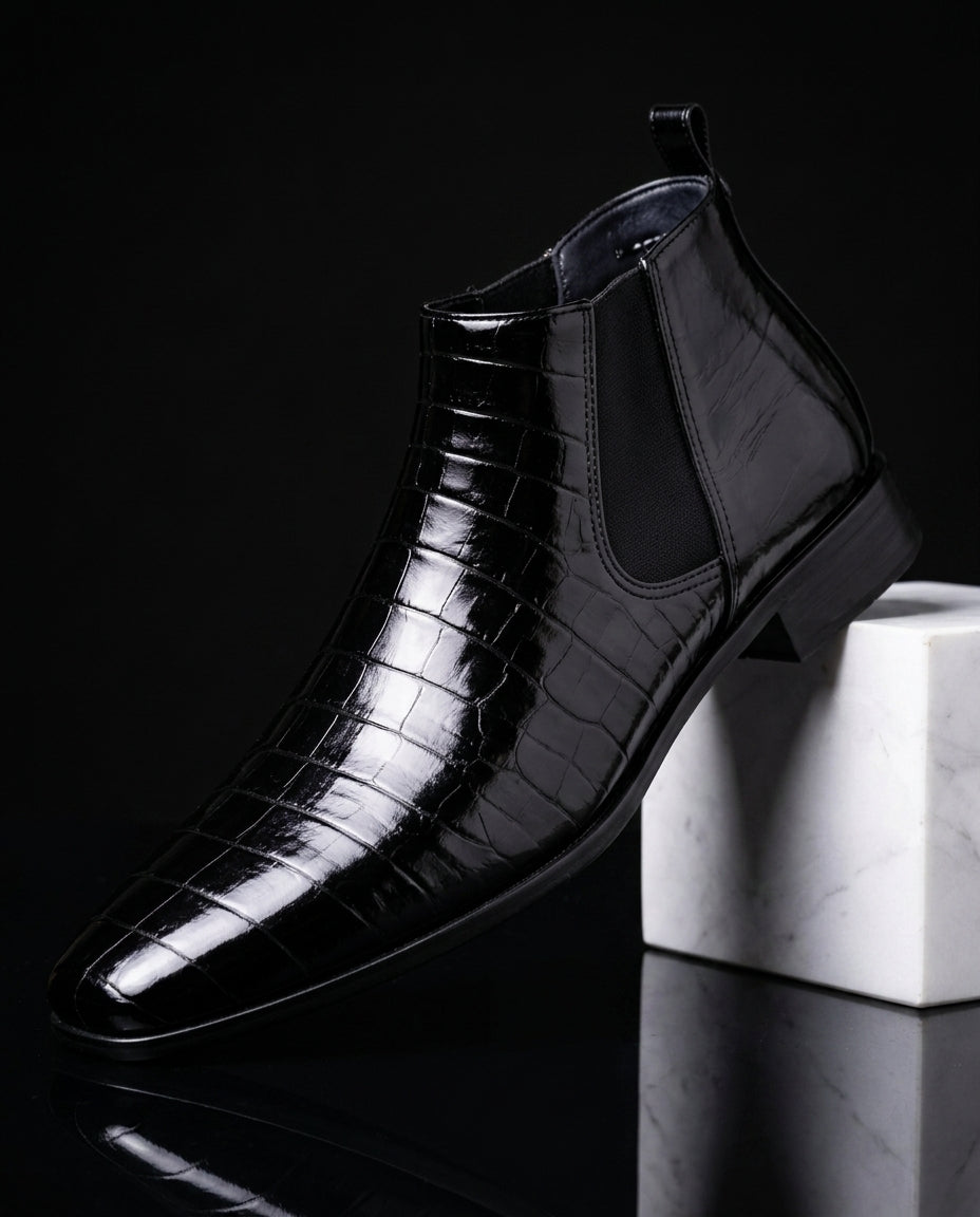 Sterling Men's Croc Embossed Chelsea Boots