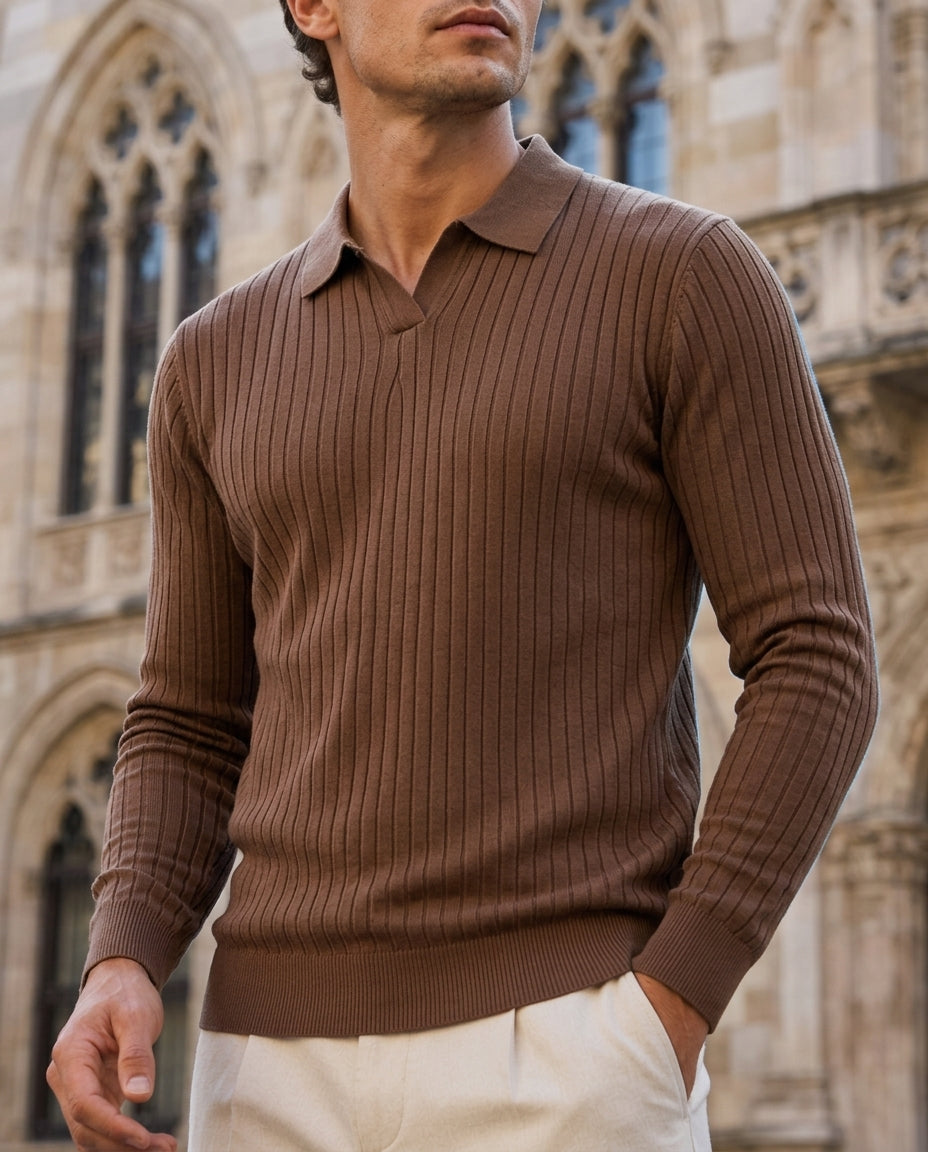 Harrison Men's Ribbed Knit Polo Sweater