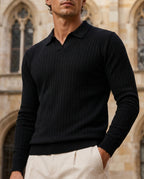 Harrison Men's Ribbed Knit Polo Sweater