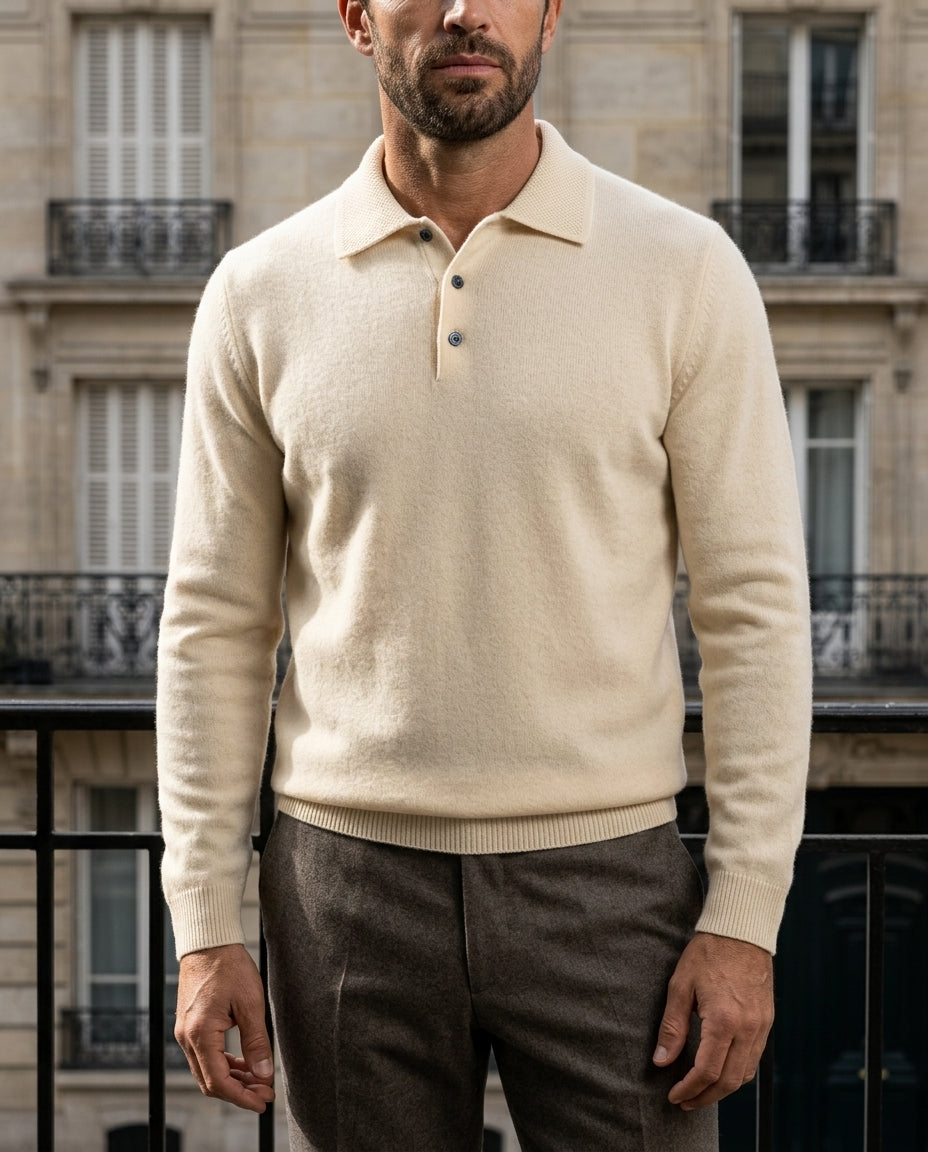 Sterling Men's Wool Button Polo Sweater