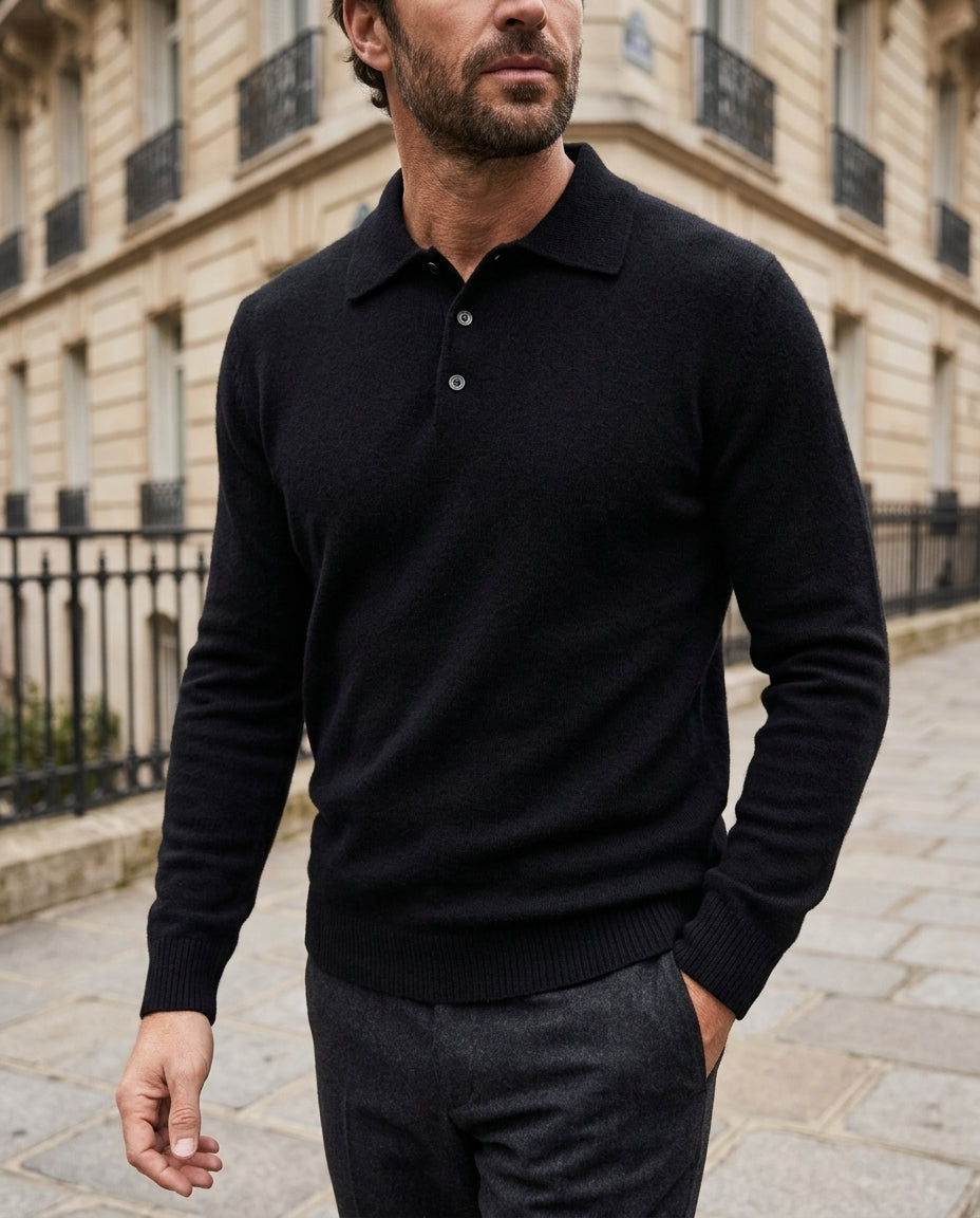 Sterling Men's Wool Button Polo Sweater