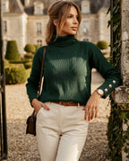 Hadley Women's Button Cuff Turtleneck Sweater