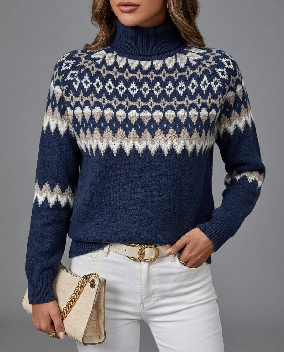 Adeline Women's Fair Isle Turtleneck Sweater