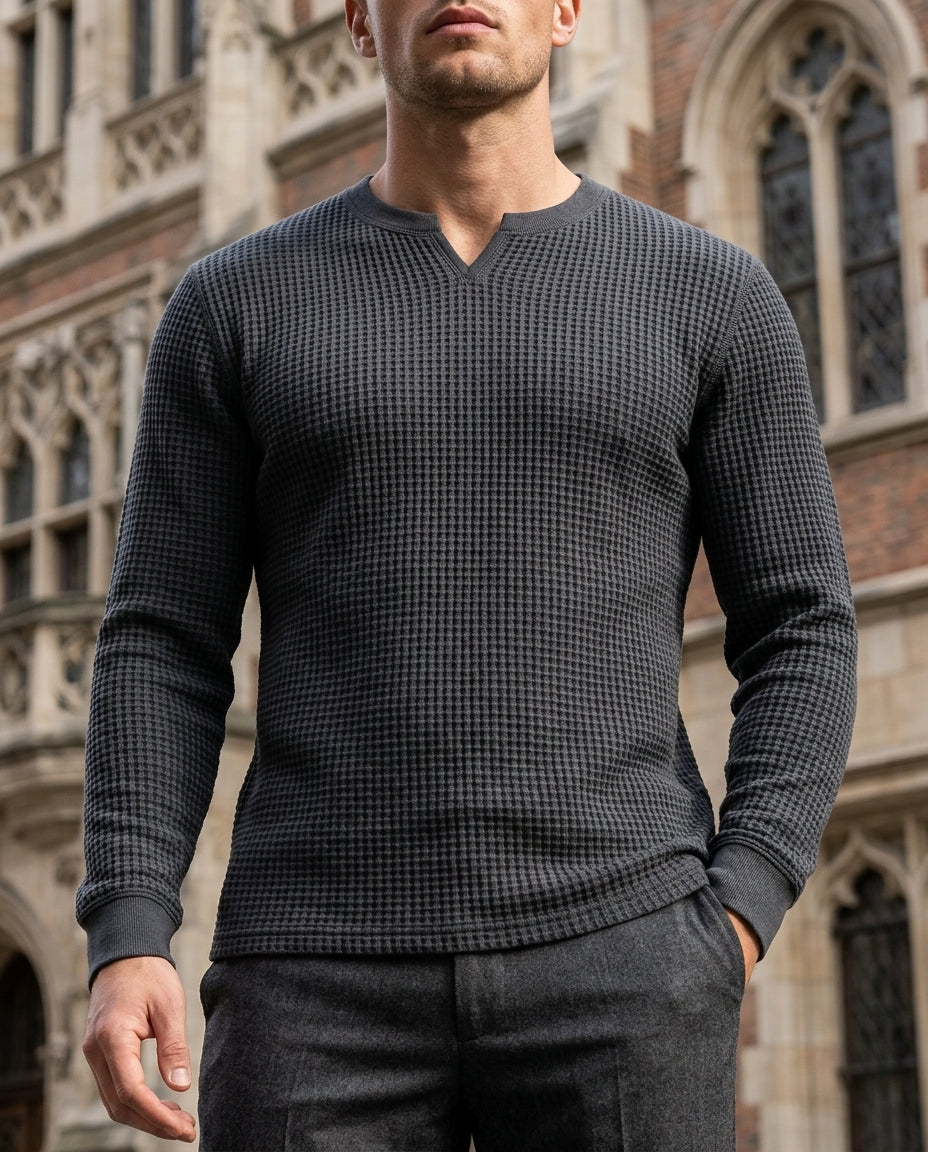 Weston Men's Waffle Knit V-Neck Shirt
