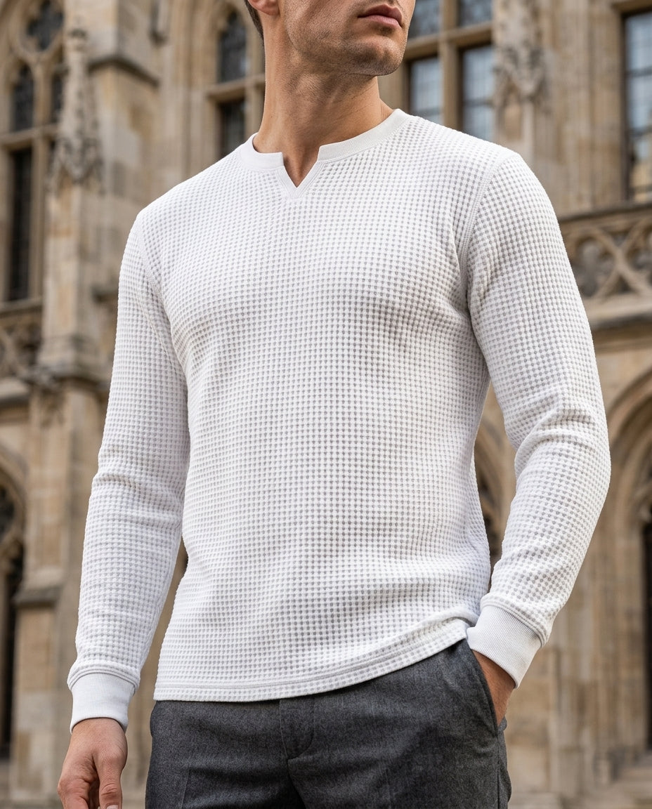 Weston Men's Waffle Knit V-Neck Shirt