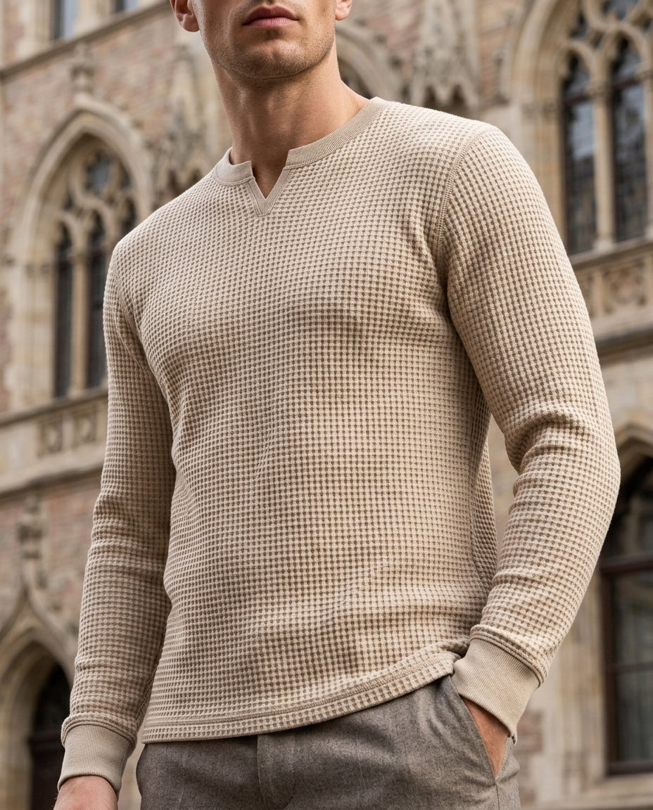 Weston Men's Waffle Knit V-Neck Shirt
