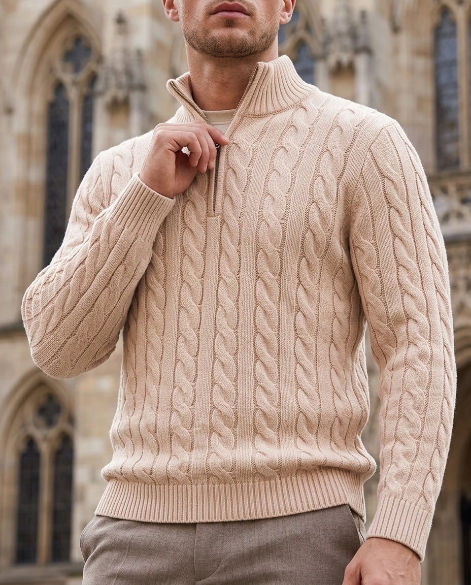 Bennett Men's Cable Knit Half Zip Sweater