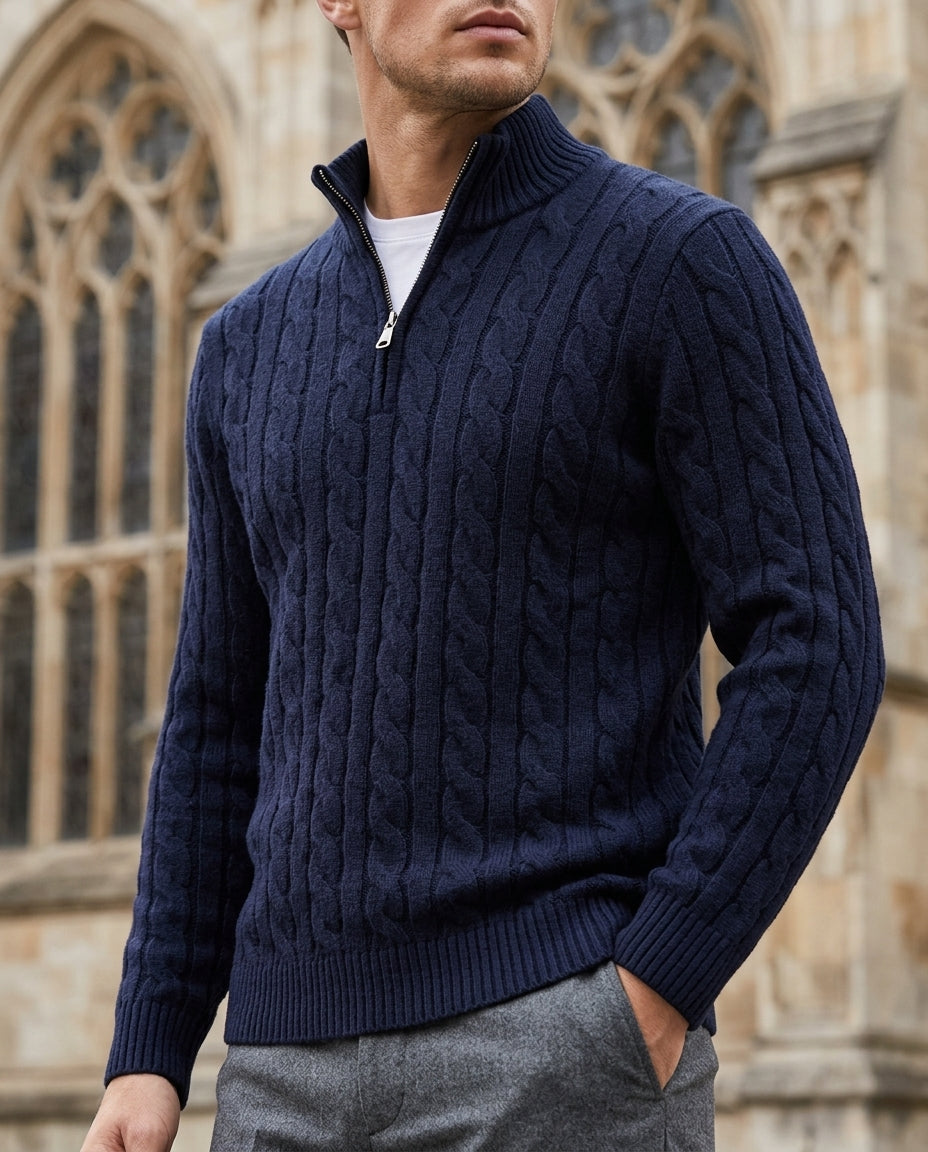 Bennett Men's Cable Knit Half Zip Sweater