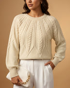 Harper Women's Cropped Cable Knit Sweater