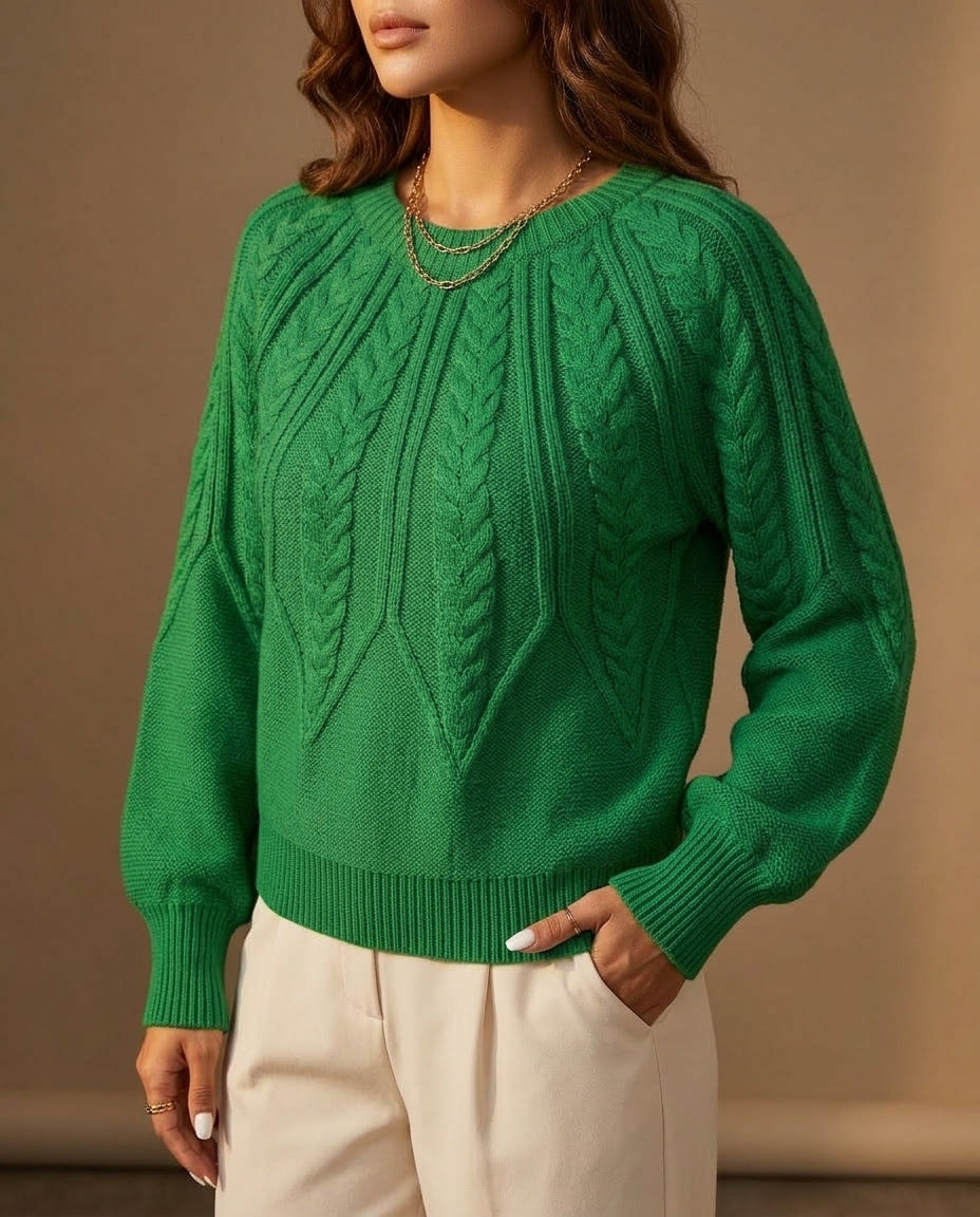 Harper Women's Cropped Cable Knit Sweater