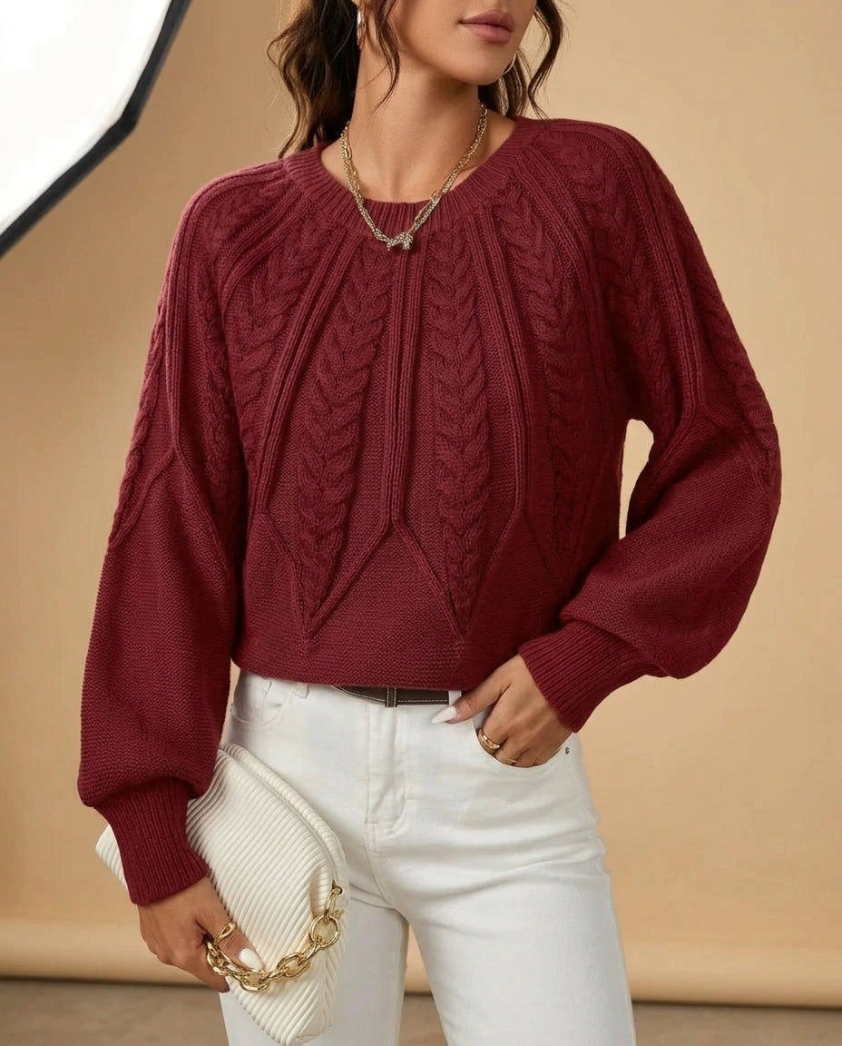 Harper Women's Cropped Cable Knit Sweater