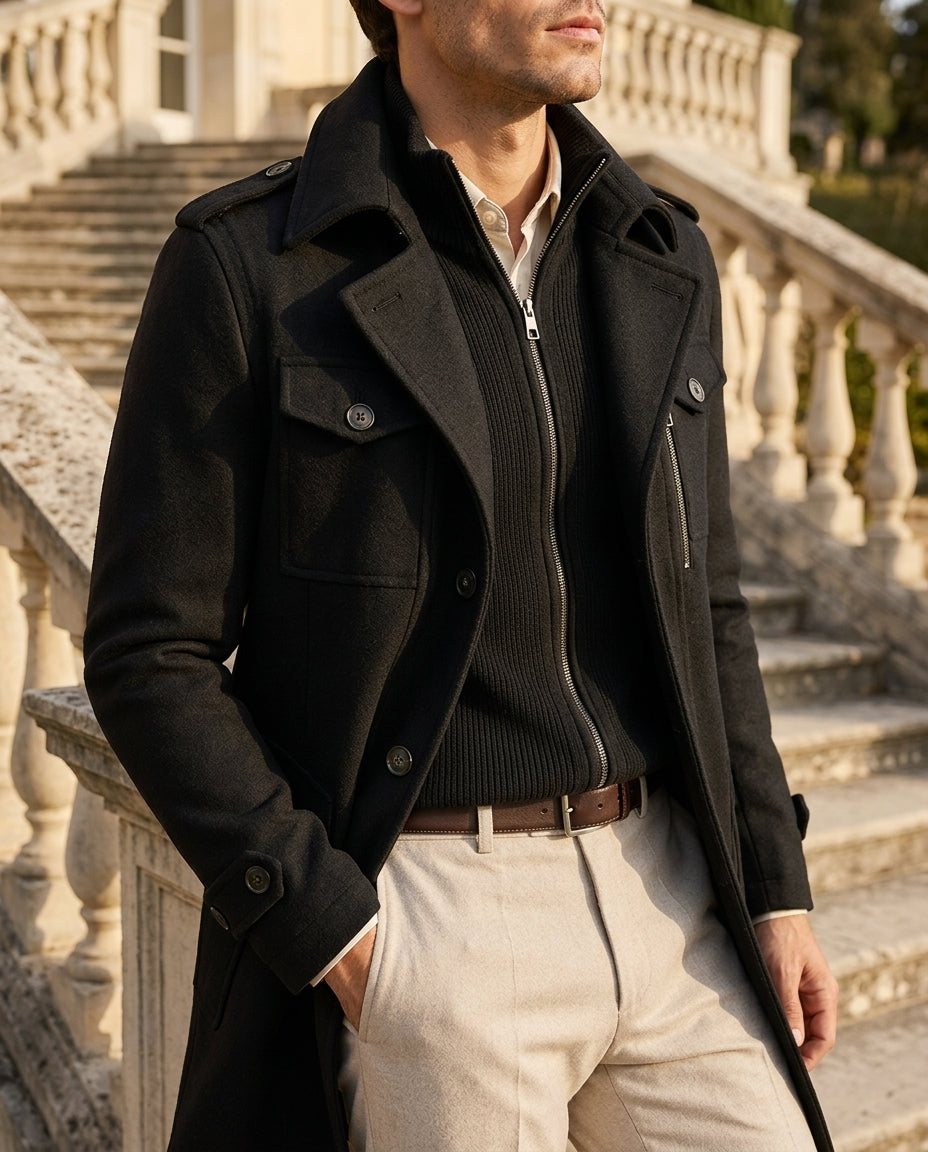 Prescott Men's Wool Stand Collar Coat