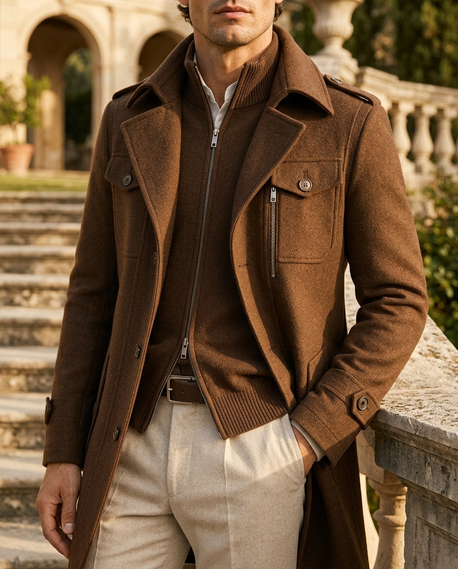Prescott Men's Wool Stand Collar Coat