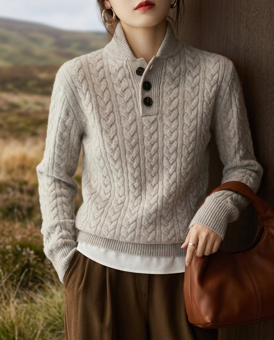 Collins Women's Button Up Cable Knit Sweater