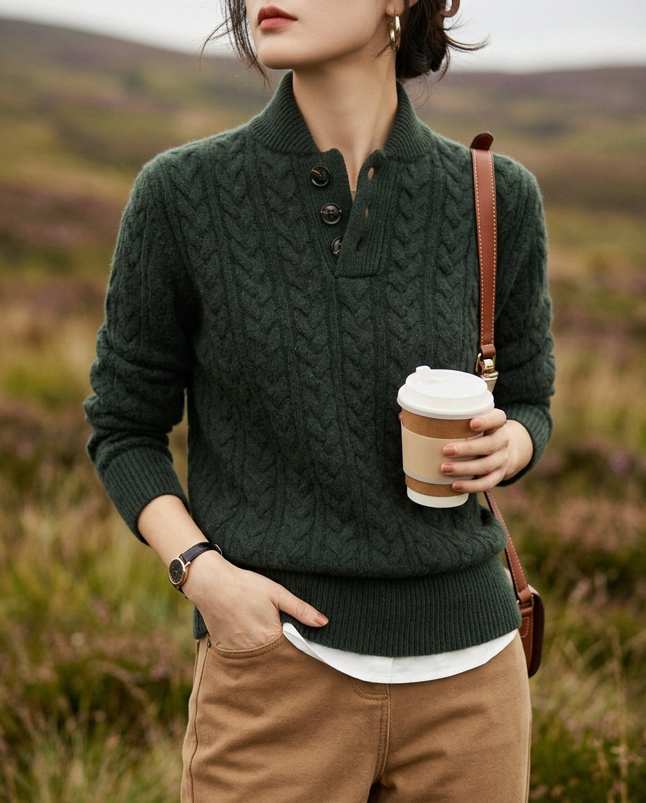 Collins Women's Button Up Cable Knit Sweater