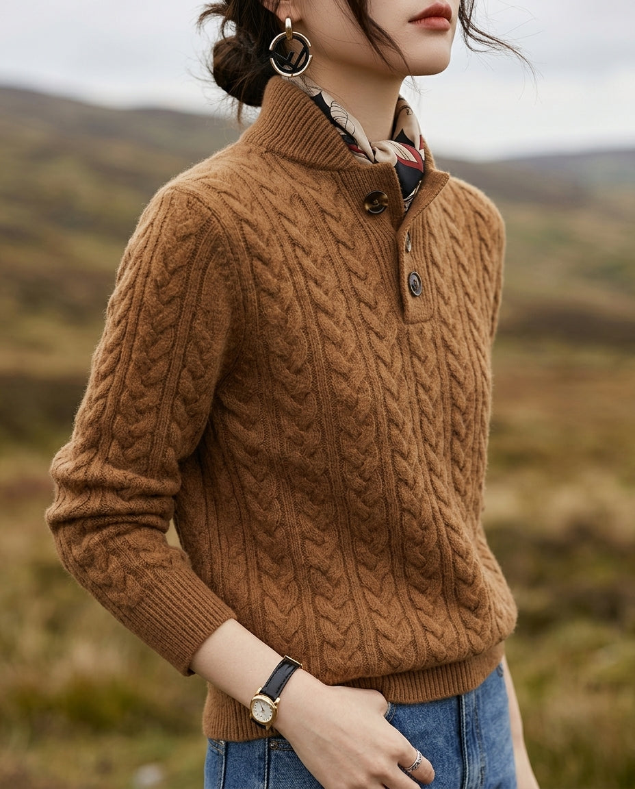 Collins Women's Button Up Cable Knit Sweater