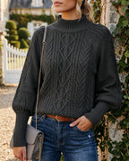 Camila Women's Cable Knit Mock Neck Sweater
