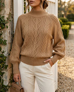Camila Women's Cable Knit Mock Neck Sweater