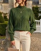Camila Women's Cable Knit Mock Neck Sweater