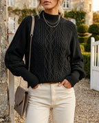 Camila Women's Cable Knit Mock Neck Sweater