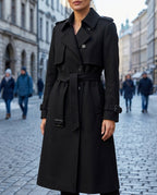 Genevieve Women's Belted Double Breasted Trenchcoat