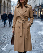 Genevieve Women's Belted Double Breasted Trenchcoat