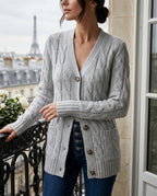 Anika Women's Cable Knit Button Cardigan