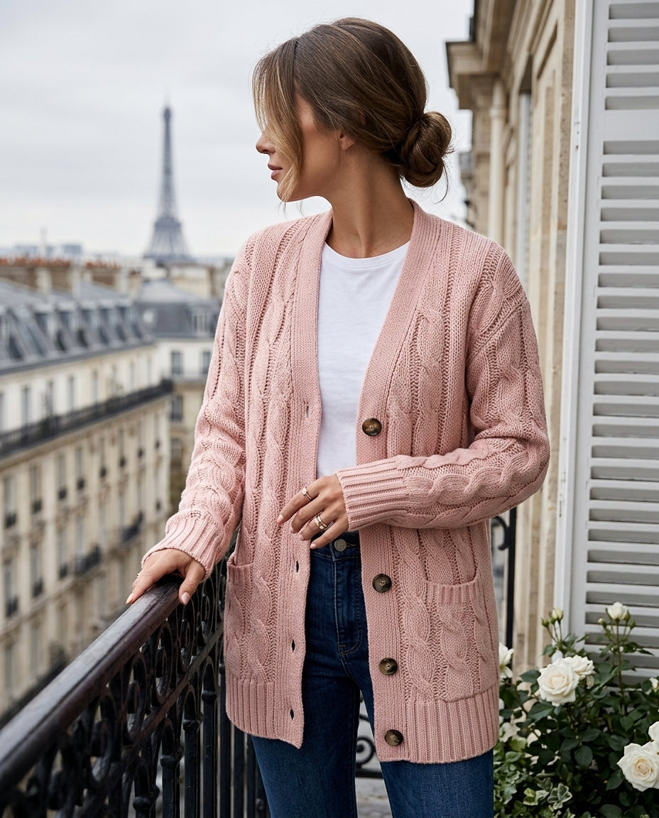 Anika Women's Cable Knit Button Cardigan