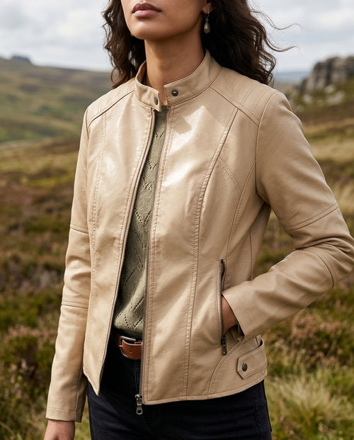 Adeline Women's Cropped Faux Leather Jacket