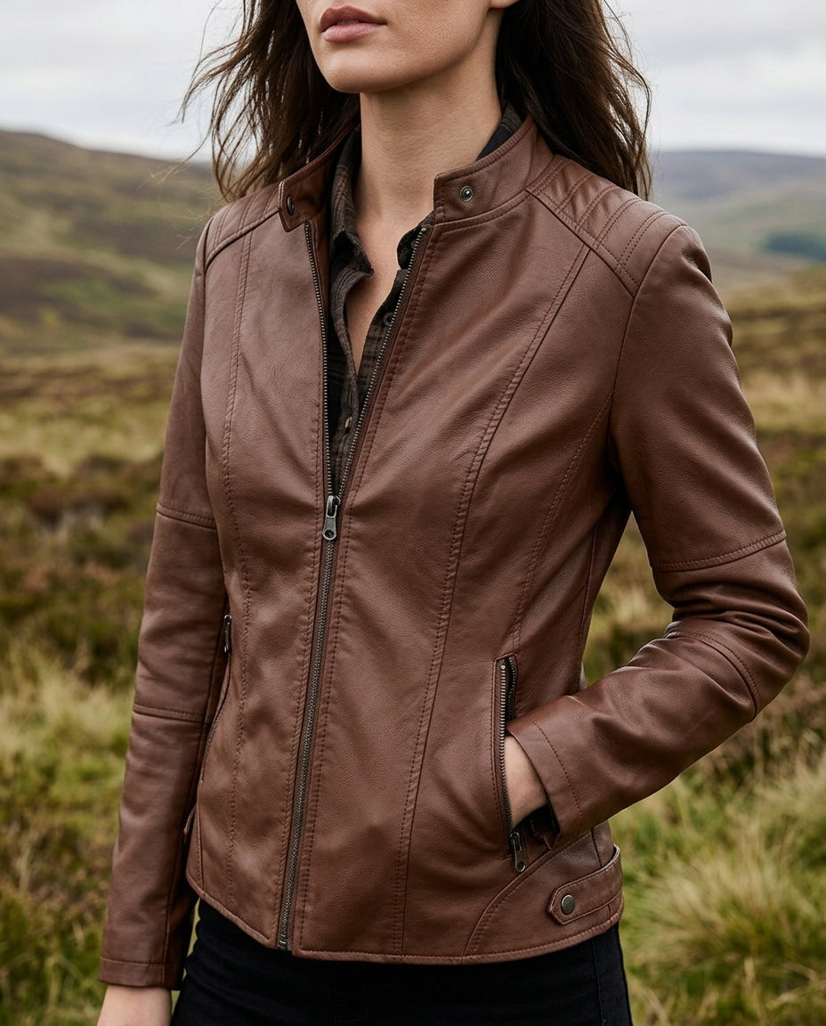Adeline Women's Cropped Faux Leather Jacket