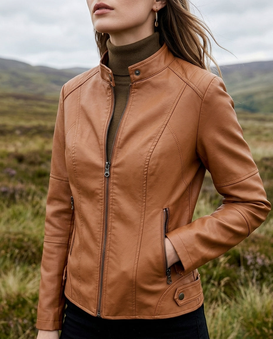Adeline Women's Cropped Faux Leather Jacket