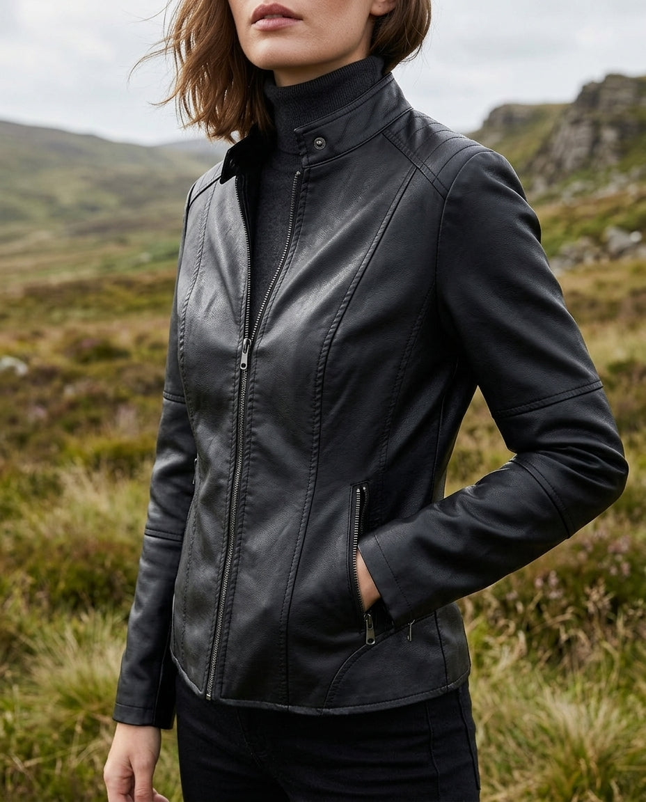 Adeline Women's Cropped Faux Leather Jacket
